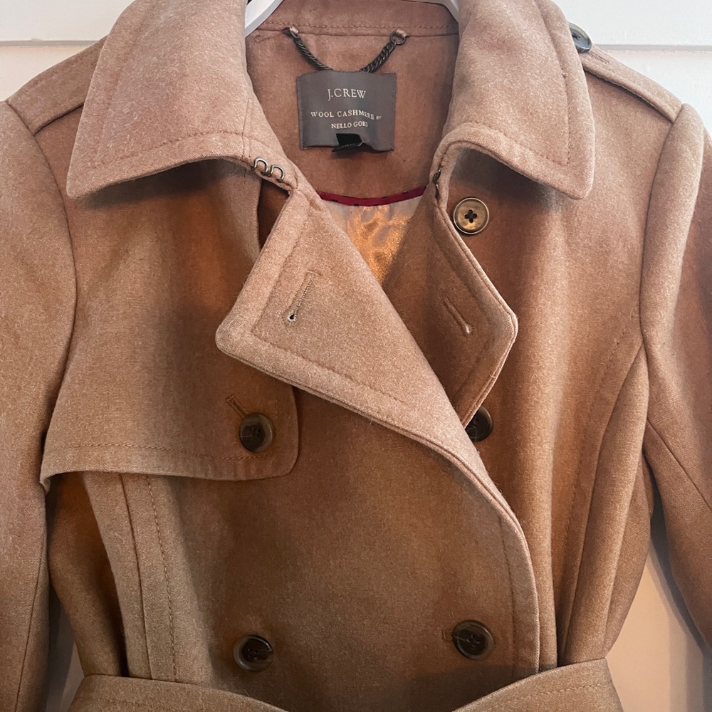 J. Crew Nello Gori Cashmere Wool Trench Coat size 10